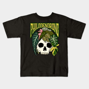 Philodendron Skull For House Plant Lovers Kids T-Shirt